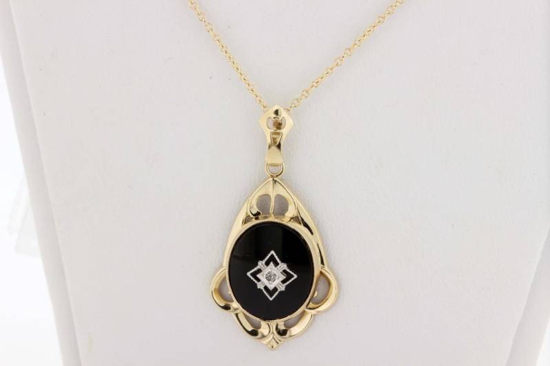 Set Aus Halskette Und Armband 14-Karätigem Onyx Diamant von timekeepersinclayton