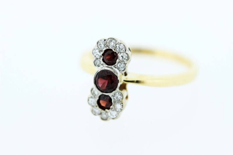 Trio-Granat Und Diamant-Goldring Zwei Tone von timekeepersinclayton