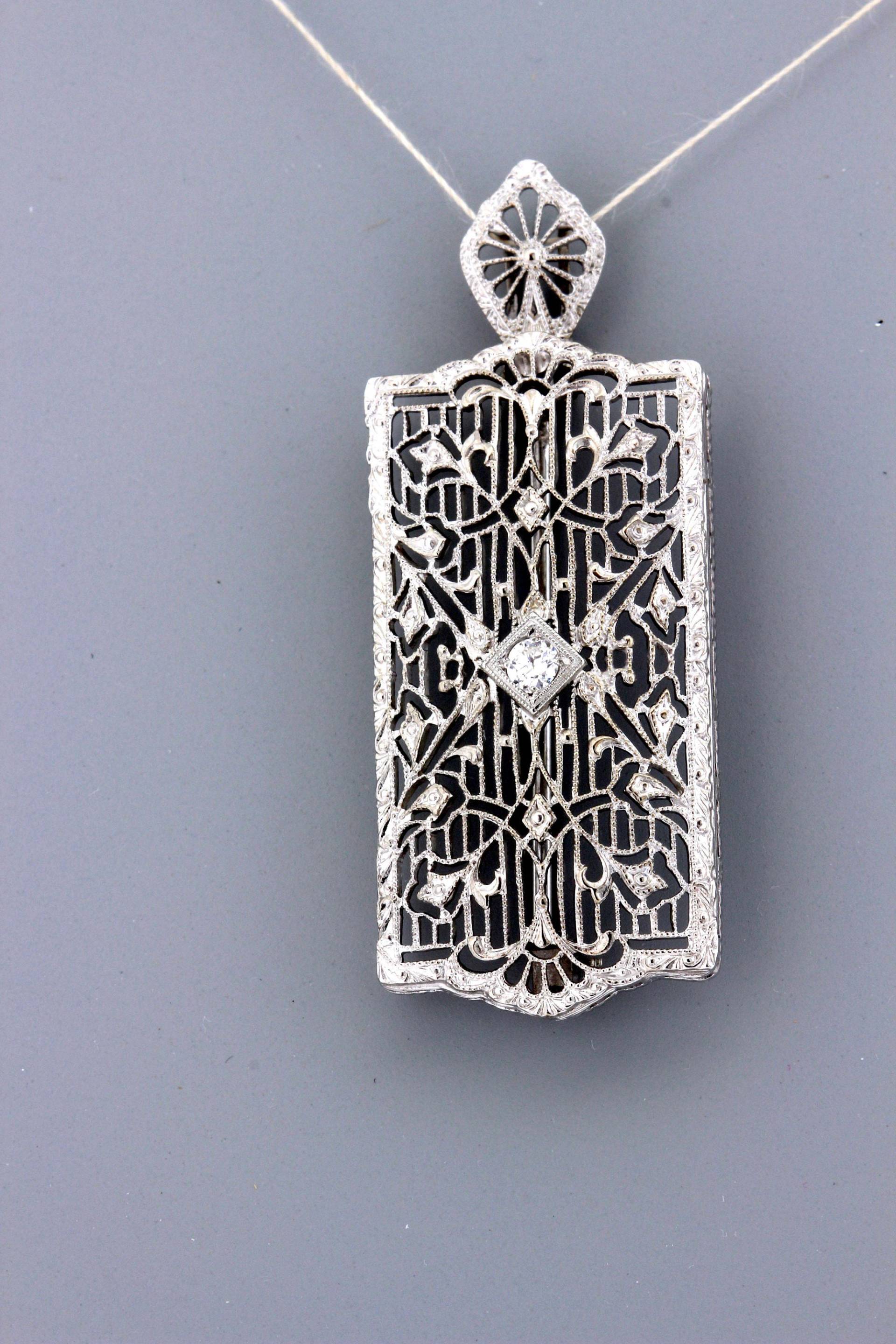 Wunderbare 10K Weiß Gott Filigrane Cabrio Brosche Mit Milgrain von timekeepersinclayton