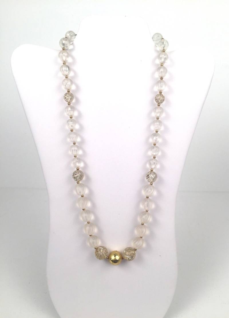 Vintage 1980Er Jahre Klar Perlen Halskette Mit Gold Akzente Vintage 1980Er Jahre Klar Perlen Halskette Mit Gold Akzente von timelesspieces