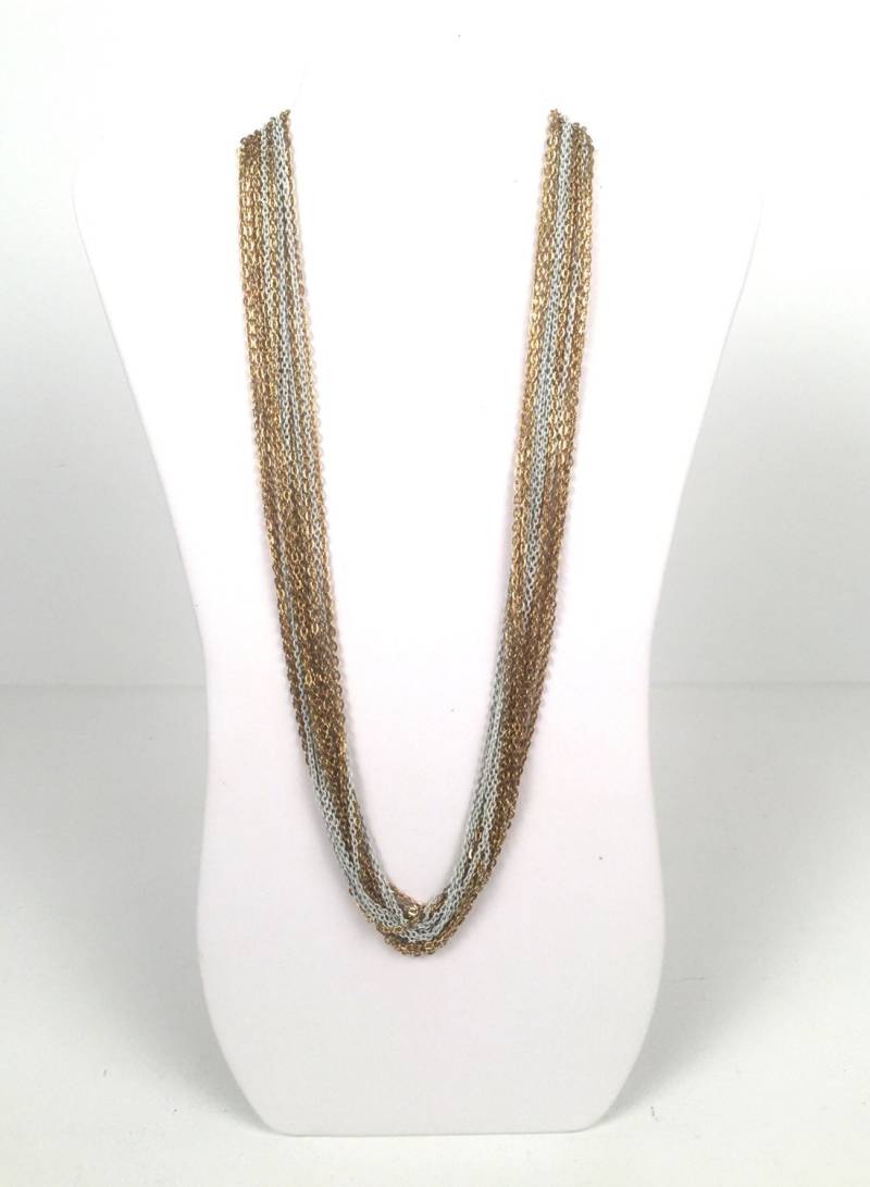 Vintage 1980S Multi Strang Gold Und Weiß Halskette Vintage 1980S Multi Strang Gold Und Weiß Halskette von timelesspieces