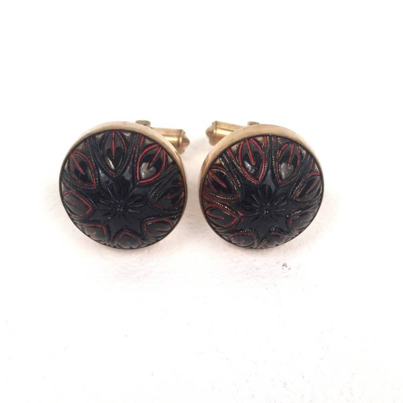 Vintage Herren Destino Rot Und Schwarz Manschettenknöpfe von timelesspieces