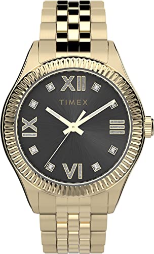 Timex Women's Waterbury Legacy 34mm Watch Black Dial Gold-Tone Stainless Steel Case & Bracelet with Crystals von timex