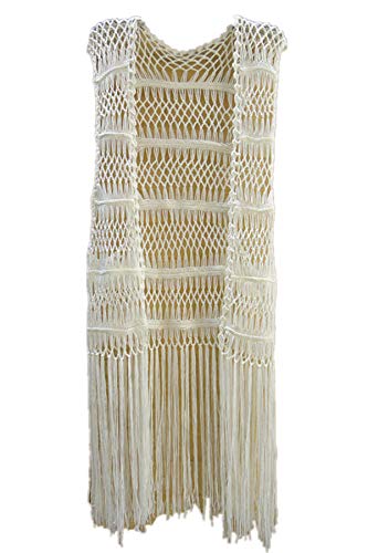 Lange Fransen Häkelweste Bikini Cover Up Hippie Sommer Strandmode - Wei� - Einheitsgröße Lange Fransen Häkelweste Bikini Cover Up Hippie Sommer Strandmode - Wei� - Einheitsgröße von tinacrochetstudio