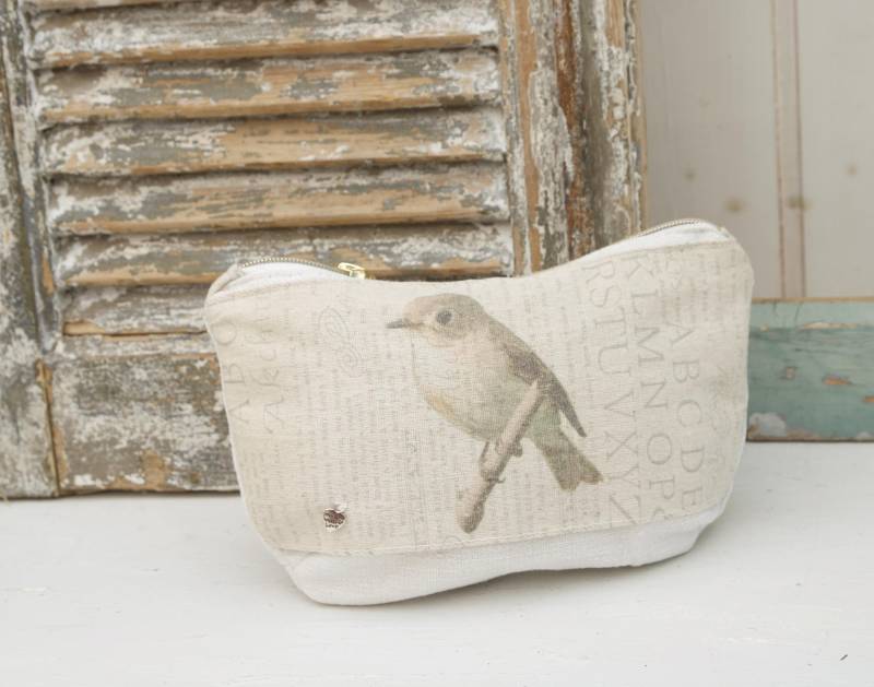 Kosmetiktasche Bauernleinen Getreidesackleinen Handmade Upcycling Geschenkidee von tinaslandhaus