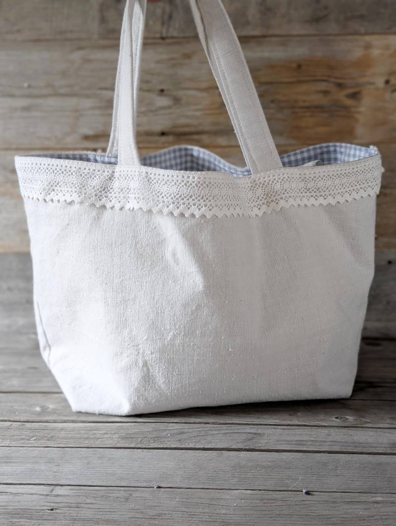 xxl Shopper Antiker Getreidesack Leinenshopper Leinentasche German Grain Sac Beachbag Landhaus Ucpycling Handmade von tinaslandhaus