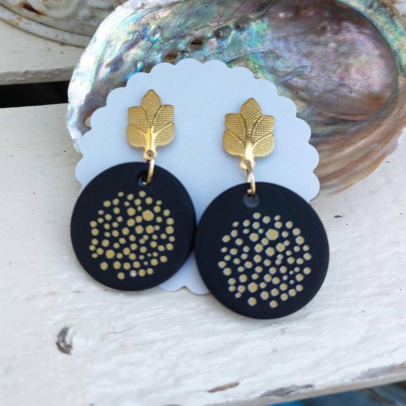 Leichte Ohrringe, Schwarze Ohrringe Hängend, Boho Schmuck, Trendige Ohrringe, Geschenk Frauen, Runde Ohrringe, Trend Geschenke Frauen von tinasschmuckestuecke