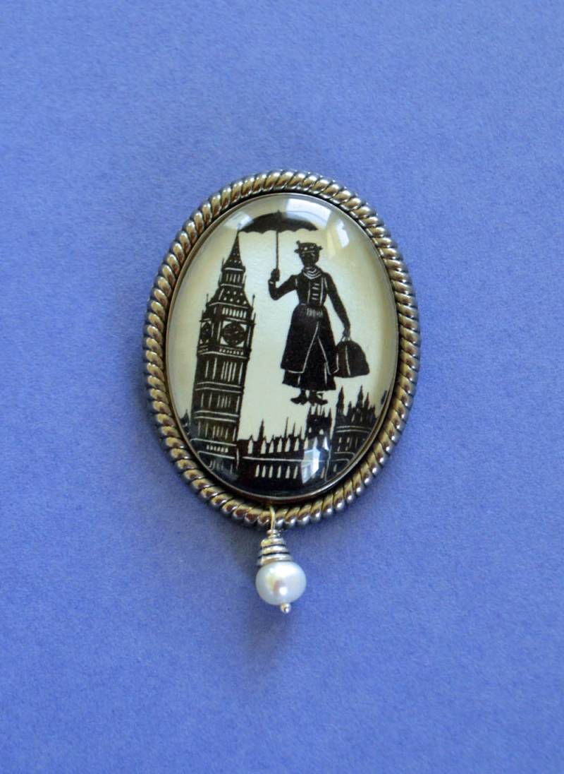 Mary Poppins Brosche - Silhouette Schmuck von tinatarnoff