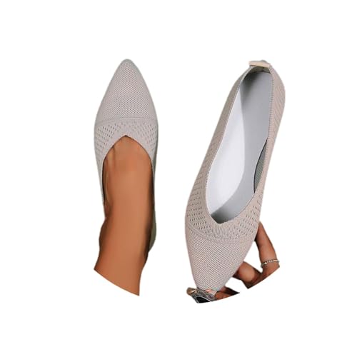 Damen Ballerina Flache Schuhe Sommer Walking Flats Zehenpartie Sandalen Freizeitschuhe Stricken Sneaker Slip On Schuhe Brautschuhe Elegant Sportlich Flat Shoes von tinbarry