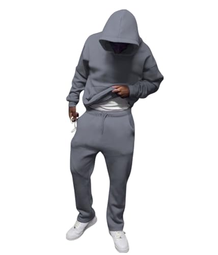 Herren Jogginganzug Trainingsanzug Zweiteiliges Männer Baggy Hausanzug Einfarbig Sportbekleidung Set Freizeit Anzug Unisex Homewear Winter Hoodie von tinbarry