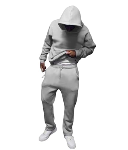 Herren Jogginganzug Trainingsanzug Zweiteiliges Männer Baggy Hausanzug Einfarbig Sportbekleidung Set Freizeit Anzug Unisex Homewear Winter Hoodie von tinbarry