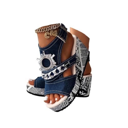 Sandalen Damen Sommer Plateau Keilsandalen Orthopädische Schuhe Peep Toe Pantoletten Elegant Keilabsatz Halbschuhe Vintage Strandsandalen Mit Schnalle von tinbarry