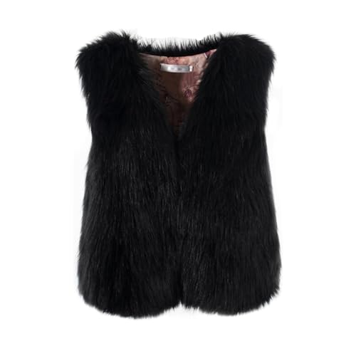 Weste Damen Fleeceweste Warm Jacke Plüschweste Winterweste Einfarbig Vest Fellweste Ärmellos Pelzweste Elegant Steppweste Kurz Mäntel von tinbarry