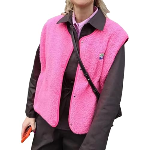Weste Damen Fleeceweste Warm Mäntel Fellweste Ärmellos Damenweste Einfarbig Teddyfleece Jacke Herbstmantel Pelzjacke Elegant Westen Plüschweste Mit Taschen Herbst Winter von tinbarry