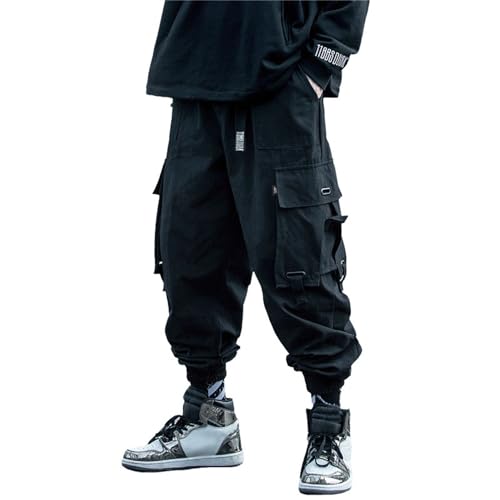 tinbarry Cargo Hose Herren Baggy Cargohose Hip Hop Hosen Lang Wanderhose Taille Gürtel Jogginghose Sporthose mit Taschen Relaxed Fit Freizeithose Outdoorhose Trekkinghose von tinbarry