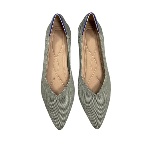 tinbarry Damen Flache Schuhe Ballerinas Schuhe Spitzer Zehenbereich Slip On Knit Kleid Schuhe Elegante und Bequem Schuhe Frau Klassische Schuhe von tinbarry