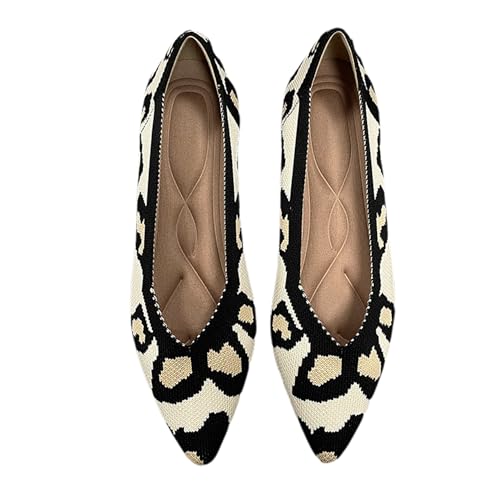 tinbarry Damen Flache Schuhe Ballerinas Schuhe Spitzer Zehenbereich Slip On Knit Kleid Schuhe Elegante und Bequem Schuhe Frau Klassische Schuhe von tinbarry