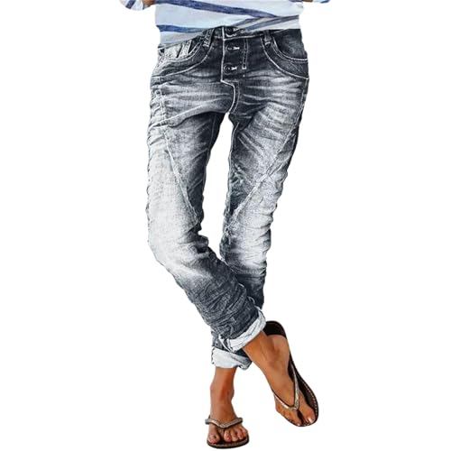 tinbarry Damen Jeans Denim Jeanshosen High Waist Hose Straight Pants Skinny Röhrenjeans Slim Fit Jeanshose Stylische Hosen Bleistiftjean Streetwear von tinbarry