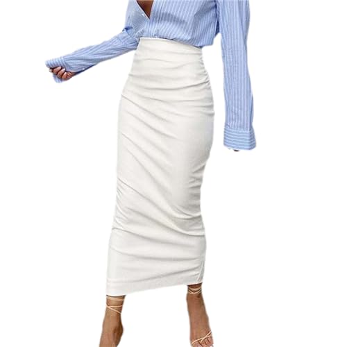 tinbarry Damen Lederrock mit Schlitz Mini Kurz Rock High Waist Minirock Hoher Bund A Linie Kurz Kunstleder Bleistiftrock von tinbarry