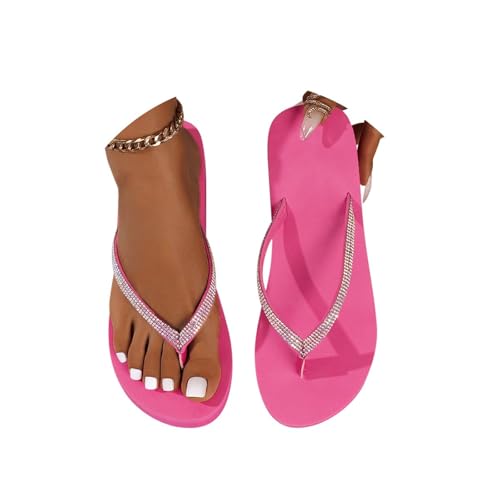 tinbarry Damen Sandalen Glitzer Hausschuhe Flip Flops Badeschuhe Elegant Flache Schuhe Sommer Badelatschen Open Toe Slides Outdoorsandale Strandschuhe von tinbarry