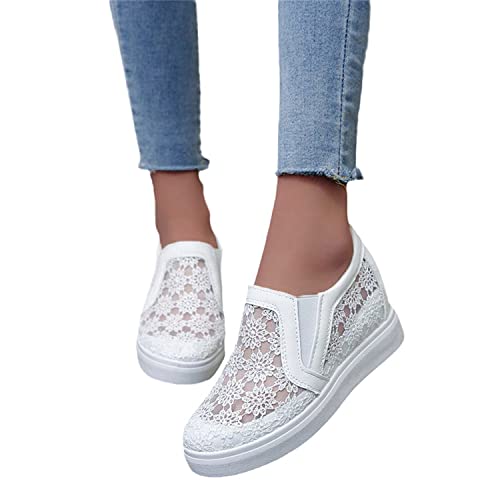 tinbarry Damen Sneaker Low Spitze Wanderhalbschuhe Elegant Spitze Turnschuhe mit Spitze Sommerschuhe Netz Laufschuhe Sportschuhe Platform Mesh Freizeitschuhe von tinbarry