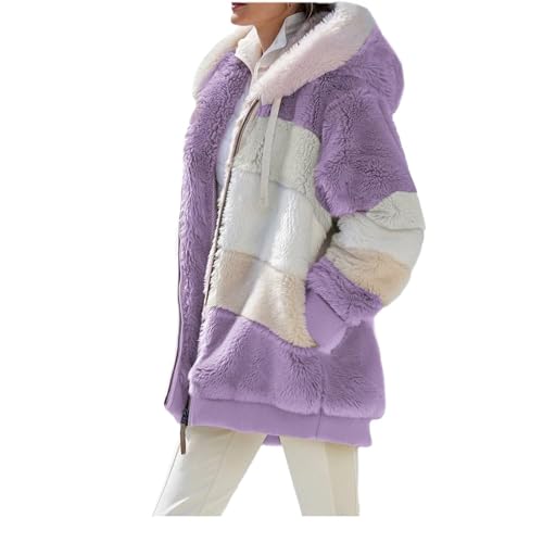 tinbarry Damen Teddy Fleecejacke Plüschjacke mit Kapuze Winterjacke Kapuzenpullover Sherpa Jacket Teddy Mantel Warm Oberteil Elegant Hoodie Sweatshirt Herbst Winter von tinbarry