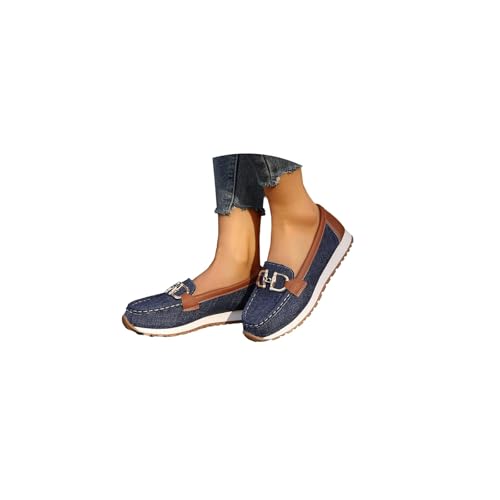 tinbarry Damen Wildleder Loafers Flache Lässige Schuhe Freizeitschuhe Slip on Round Toe Slip auf Bequeme Halbschuhe Sommer Bootsschuhe Atmungsaktiv Mokassins Slippers von tinbarry
