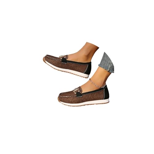 tinbarry Damen Wildleder Loafers Flache Lässige Schuhe Freizeitschuhe Slip on Round Toe Slip auf Bequeme Halbschuhe Sommer Bootsschuhe Atmungsaktiv Mokassins Slippers von tinbarry