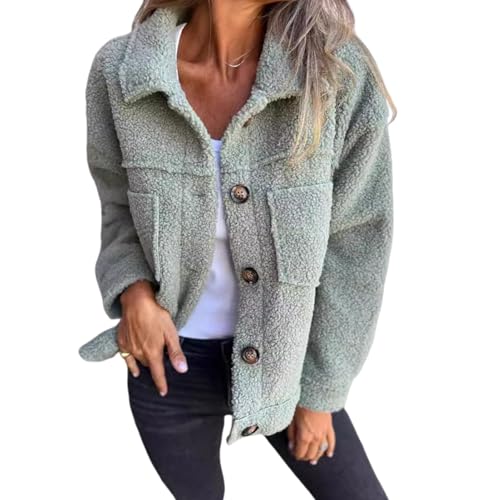 tinbarry Damen Winter Teddy Fleecejacke Stehkragen Teddyfleece Jacke Warm Sweatjacke mit Taschen von tinbarry