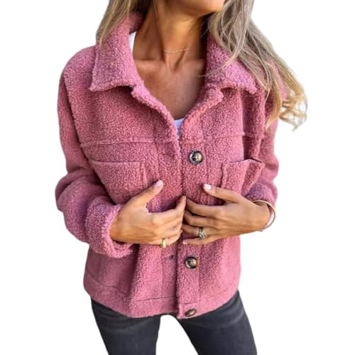tinbarry Damen Winter Teddy Fleecejacke Stehkragen Teddyfleece Jacke Warm Sweatjacke mit Taschen von tinbarry