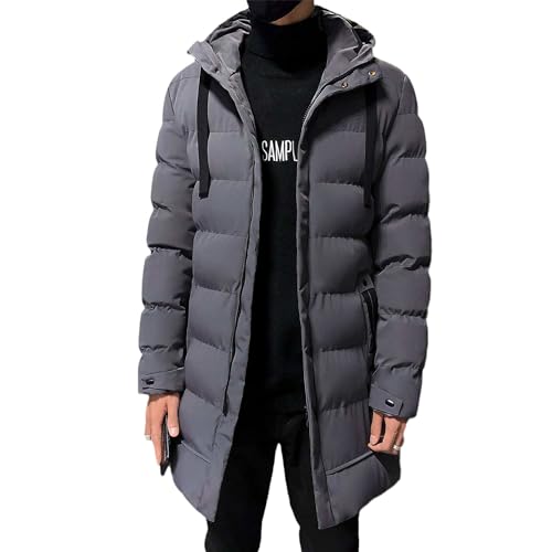 tinbarry Daunenmantel Herren Winter Lange Steppmantel Warm Pufferjacke Parka Jacke mit Kapuze Verdicken Wintermantel Männer Thermojacke von tinbarry