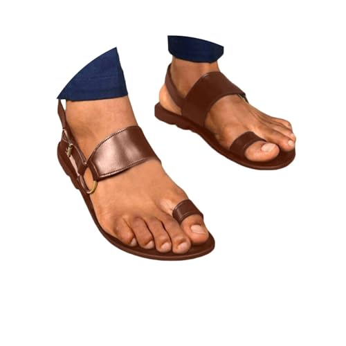 Herren Sandalen Ledersandalen orthopädische Sommerschuhe Leichte Sportsandalen Slip On Flip Flops Flache Open Toe Hausschuhe Freizeitsandalen Strandsandalen von tinbarry