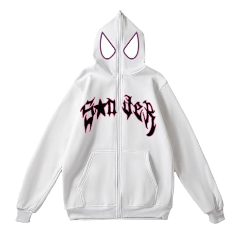 tinbarry Herren Y2K Hoodie Spiders Grunge Jacke Zip Up Hip Hop Harajuku Sweatshirt Gothic Baggy Sweatjacke Fleece Gefüttert Kapuzenjacke Langarm Winter Jacke Loose Streetwear von tinbarry