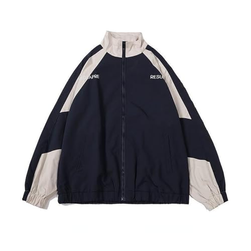 tinbarry Jacke Herren Hip Hop Mantel Y2K Sweatjacke mit Reißverschluss Sport Übergangsjacke Streetwear Baseball Jacke Patchwork Fashion Casual Winter Herbst von tinbarry