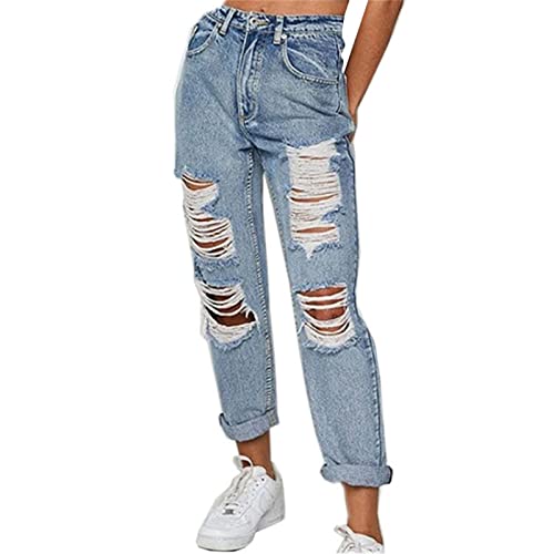 tinbarry Jeans Damen Stretch Jeanshose High Waist Jeans Rissen Ankle Denimhose Röhrenjeans Skinny Slim Fit Stretch Boyfriend Jeanshosen Lässige Leggings von tinbarry