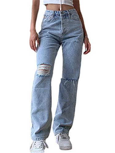 tinbarry Jeans Damen Stretch Jeanshose High Waist Jeans Rissen Ankle Denimhose Röhrenjeans Skinny Slim Fit Stretch Boyfriend Jeanshosen Lässige Leggings von tinbarry