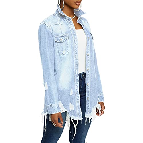 tinbarry Jeansjacke Damen Lang Boyfriend Vintage Oversized Übergangsjacke Denim Jacke Lang Jeansmantel Kurze Destroyed Mantel Cut Out Jeansjacken tinbarry Jeansjacke Damen Lang Boyfriend Vintage Oversized Übergangsjacke Denim Jacke Lang Jeansmantel Kurze Destroyed Mantel Cut Out Jeansjacken von tinbarry
