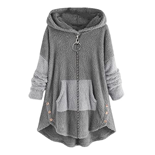 tinbarry Kapuzenpullover Damen Katze Druck Kuschelig Fleecepulli Große Größen Pullover Winter Warm Fleecejacke Teddy Jacke Lang Plüschjacke Sweatshirt Mit Kapuze Cute Wintermantel von tinbarry