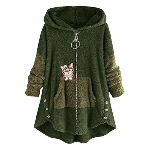 tinbarry Kapuzenpullover Damen Katze Druck Kuschelig Fleecepulli Große Größen Pullover Winter Warm Fleecejacke Teddy Jacke Lang Plüschjacke Sweatshirt Mit Kapuze Cute Wintermantel tinbarry Kapuzenpullover Damen Katze Druck Kuschelig Fleecepulli Große Größen Pullover Winter Warm Fleecejacke Teddy Jacke Lang Plüschjacke Sweatshirt Mit Kapuze Cute Wintermantel von tinbarry
