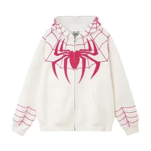 tinbarry Kapuzenpullover Damen Y2k Zip Up Hoodie Spider Grunge Vintage Sweatjacke Gothic Sweatshirt Kapuzenjacke Mit Taschen Y2K E-Girl Harajuku Paare Unisex Hip Hop Streetwear von tinbarry