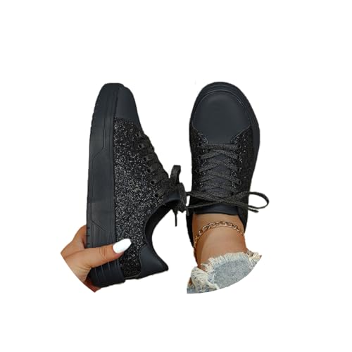 tinbarry Sneaker Damen Pailletten Schuhe Flache Low Strass Sneaker Glitzer Freizeitschuhe Walkingschuhe Turnschuhe Outdoor Sportschuhe Laufschuhe von tinbarry