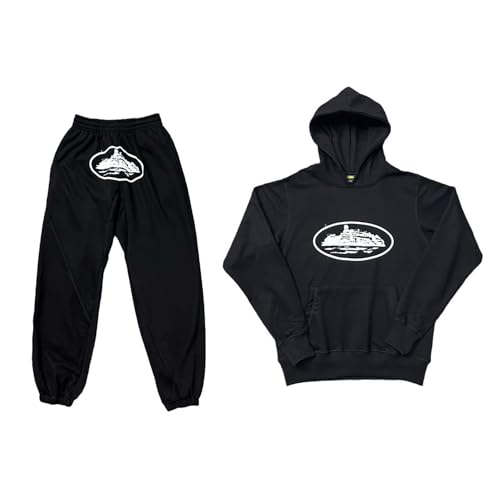 tinbarry Trainingsanzug Herren Buchstaben Druck Jogginganzug Y2K Hoodie mit Kapuzen und Lose Sporthose Hip Hop 2 Stück Anzug Unisex Sportanzug Warm Streetwear von tinbarry