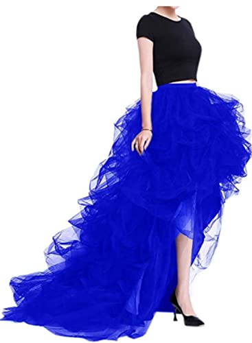 tinbarry Tüllrock Damen Asymmetrisch Lang Rock Chiffon Spitze Tutu Rock A Linie Elastischer Hohe Taille Maxirock Gestufte Retro Unterrock Schwalbenschwanz Ballett Kostüm von tinbarry