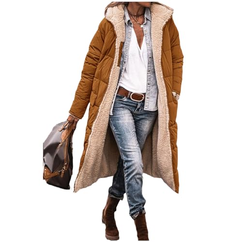 tinbarry Winterjacke Damen Wintermäntel Lang Pufferjacken Mit Kapuze Steppmantel Fleecejacke Dicke Daunenjacke Outdoorjacke Steppjacke von tinbarry