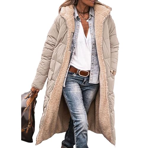 tinbarry Winterjacke Damen Wintermäntel Lang Pufferjacken Mit Kapuze Steppmantel Fleecejacke Dicke Daunenjacke Outdoorjacke Steppjacke von tinbarry