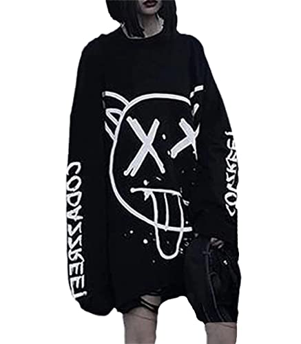 Damen Anime Kapuzenpullover Japanischer Harajuku Kapuzenpullover Mädchen Herbst Winter Hoodie Hip Hop Streetwear Punk Süß Sweatshirts Oversized Pulli von tinetill