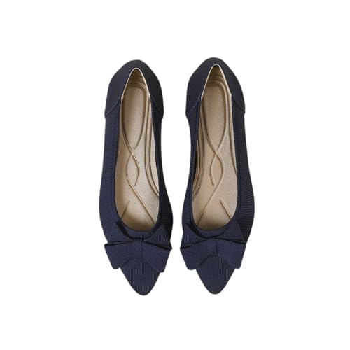 Damen Ballerinas Slip On Schuhe rutschfest Flach Stricken Sneaker Elegant Schleife Ballerinas Klassische Weiche Schuhe Tanzschuhe Frauen von tinetill