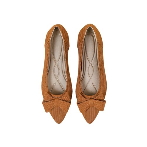 Damen Ballerinas Slip On Schuhe rutschfest Flach Stricken Sneaker Elegant Schleife Ballerinas Klassische Weiche Schuhe Tanzschuhe Frauen von tinetill