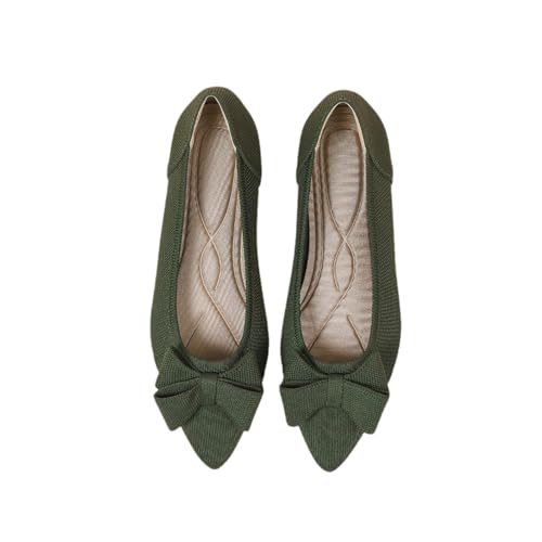 Damen Ballerinas Slip On Schuhe rutschfest Flach Stricken Sneaker Elegant Schleife Ballerinas Klassische Weiche Schuhe Tanzschuhe Frauen von tinetill