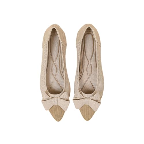 Damen Ballerinas Slip On Schuhe rutschfest Flach Stricken Sneaker Elegant Schleife Ballerinas Klassische Weiche Schuhe Tanzschuhe Frauen von tinetill